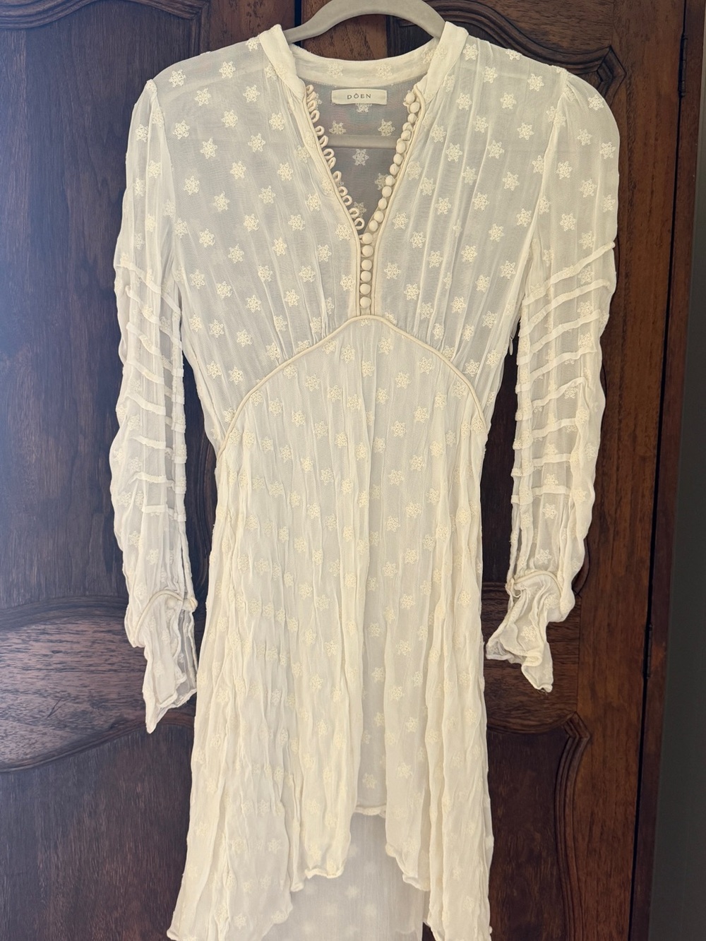 Doen Cream Embroidered High-Low Dress